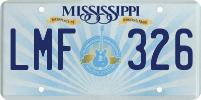 MS license plate LMF326
