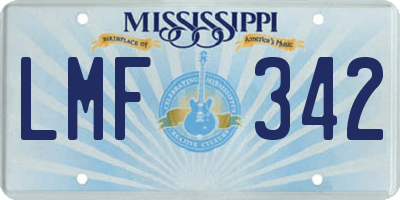 MS license plate LMF342