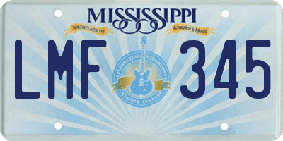 MS license plate LMF345