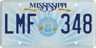 MS license plate LMF348