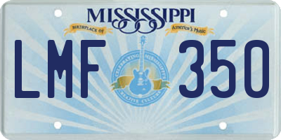MS license plate LMF350