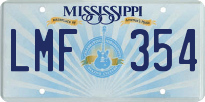 MS license plate LMF354