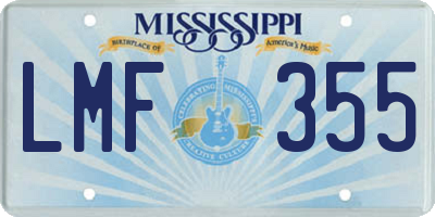 MS license plate LMF355