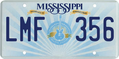 MS license plate LMF356