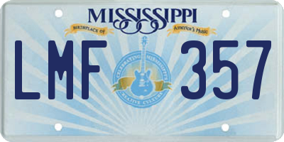 MS license plate LMF357