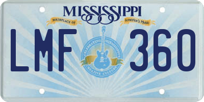 MS license plate LMF360