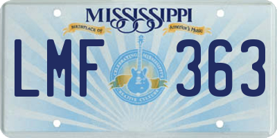 MS license plate LMF363