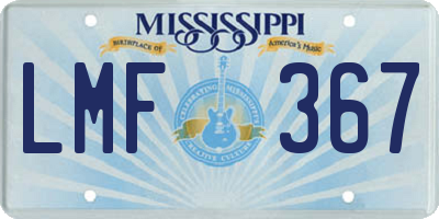 MS license plate LMF367