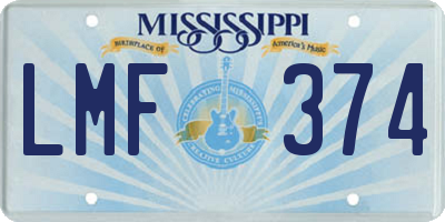 MS license plate LMF374