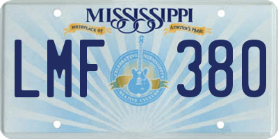 MS license plate LMF380