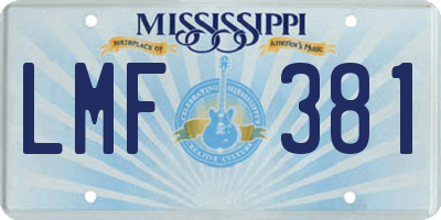 MS license plate LMF381