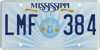 MS license plate LMF384