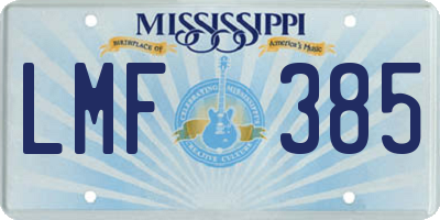 MS license plate LMF385