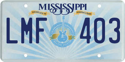 MS license plate LMF403