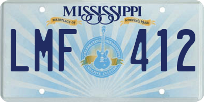 MS license plate LMF412