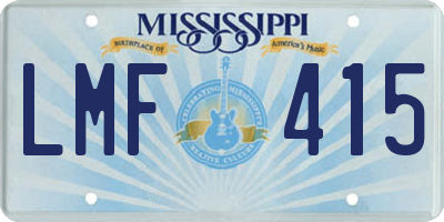 MS license plate LMF415