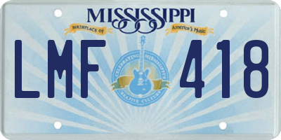 MS license plate LMF418