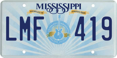 MS license plate LMF419
