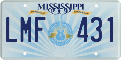 MS license plate LMF431