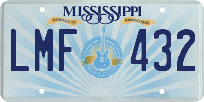 MS license plate LMF432