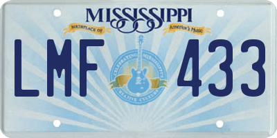 MS license plate LMF433