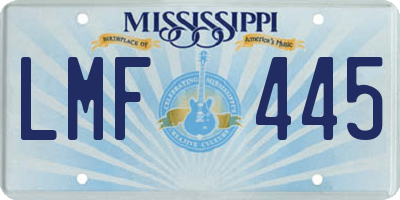 MS license plate LMF445
