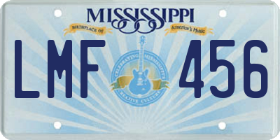 MS license plate LMF456