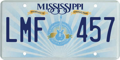 MS license plate LMF457