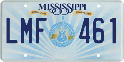 MS license plate LMF461
