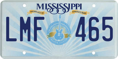 MS license plate LMF465