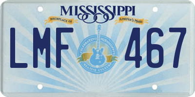 MS license plate LMF467