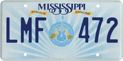 MS license plate LMF472
