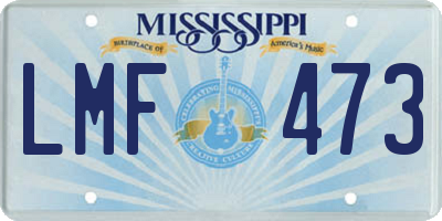 MS license plate LMF473