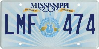 MS license plate LMF474