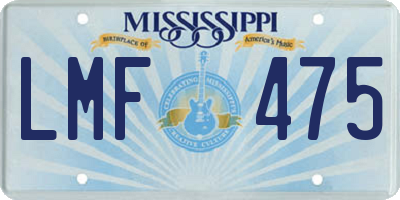 MS license plate LMF475