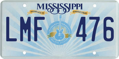 MS license plate LMF476