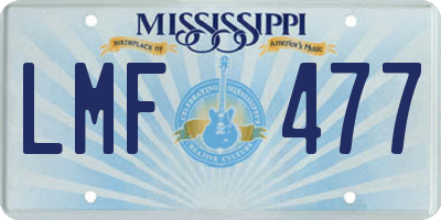 MS license plate LMF477