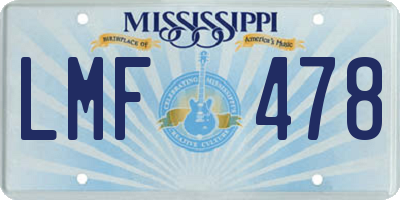 MS license plate LMF478