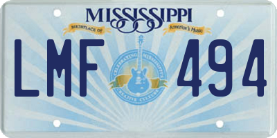 MS license plate LMF494