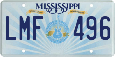MS license plate LMF496