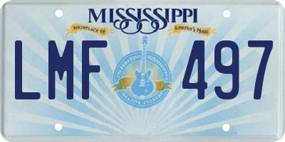 MS license plate LMF497