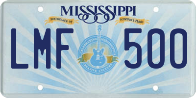 MS license plate LMF500