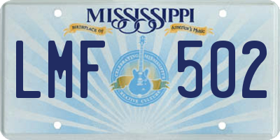 MS license plate LMF502
