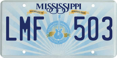 MS license plate LMF503