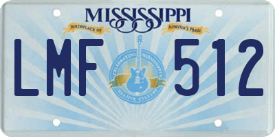 MS license plate LMF512
