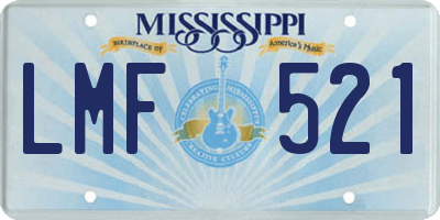 MS license plate LMF521