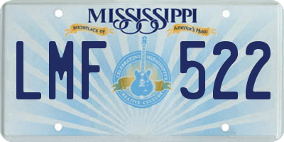 MS license plate LMF522