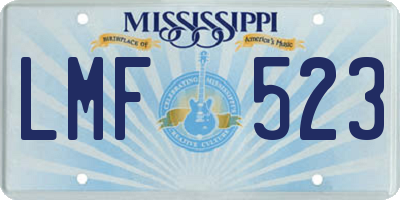 MS license plate LMF523