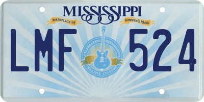 MS license plate LMF524
