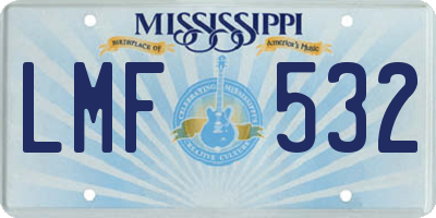 MS license plate LMF532